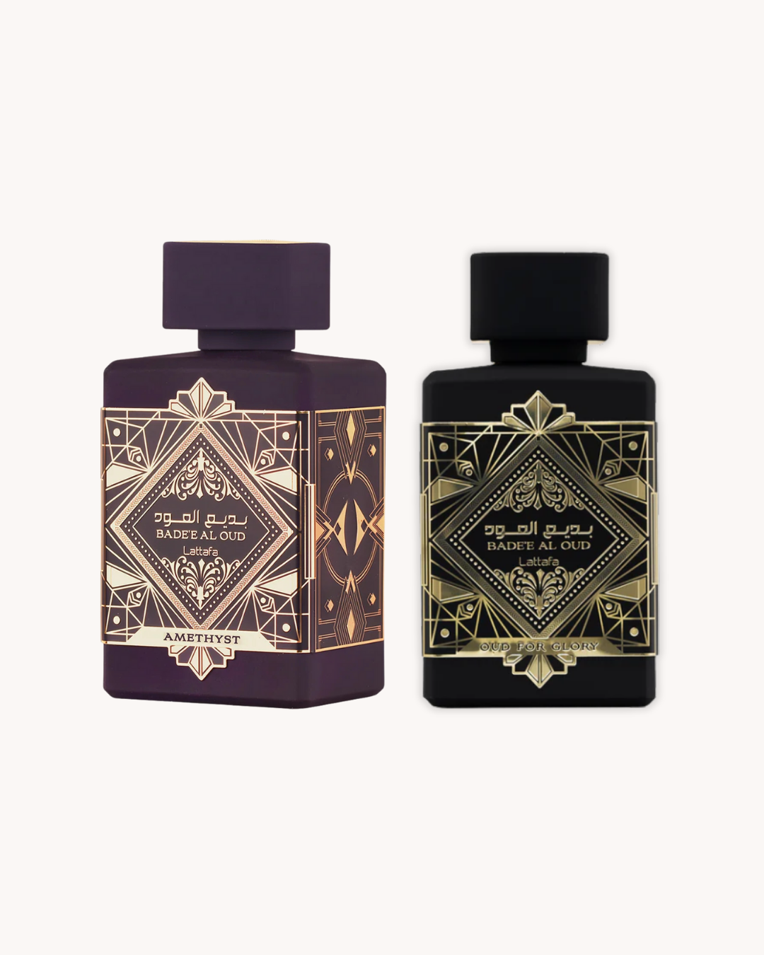 Bade’e Al Oud Amethyst EDP 100ml (3.4oz) & Bade’e Al Oud For Glory EDP 100ml (3.4oz) by Lattafa — Unisex