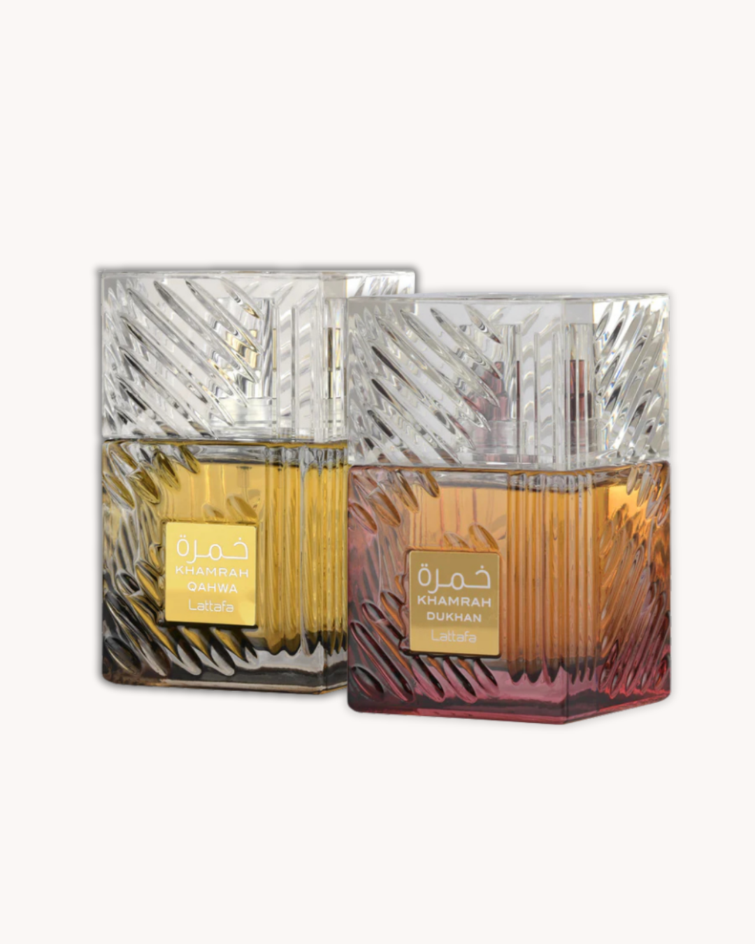 Khamrah Dukhan EDP 100ml (3.4oz) & Khamrah Qahwa EDP 100ml (3.4oz) by Lattafa (Set of 2)