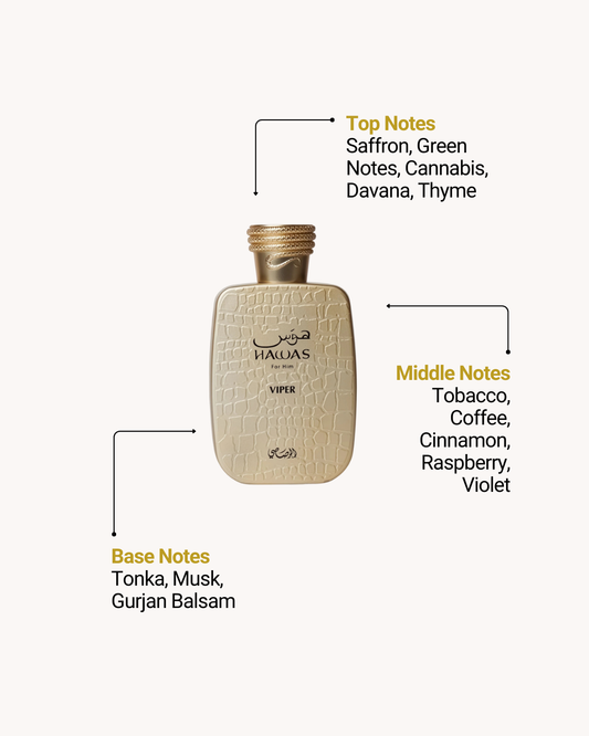Hawas Viper Eau de Parfum 100ml (3.4oz) by Rasasi — For Men
